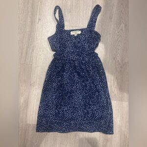 Elegant Navy and White Polka Dot Dress